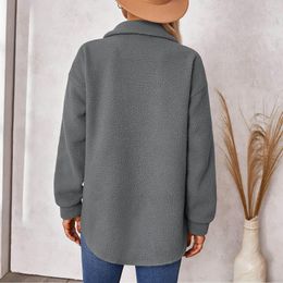 Women's Jackets Comfy Scrub Jacket Women Long Sleeve Button Solid Colour Pocket Fashion Casual Winter Coat Top