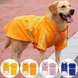 Dog Apparel Pet Rain Coat 2XL-5XL Hoody Waterproof Jackets PU Raincoat Reflective Breathable Zipper Clothes Hooded Jumpsuit Drop