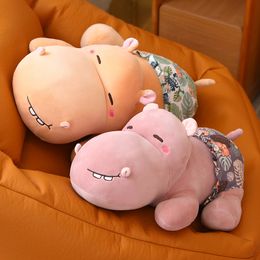 27/40/55cm Lovely Stuffed Hippo Plush Toys Cute Lying Sleeping Animal Hippo Cushion Throw Pillow for Kids Birthday Gifts