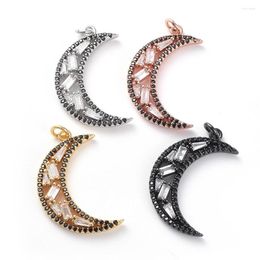 Pendant Necklaces Pandahall 5Pcs Mixed Colour Moon Brass Micro Pave CZ Cubic Zirconia Pendants Charms With Jump Rings Fo Necklace Jewellery