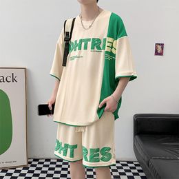 Men's Tracksuits Summer Tracksuit T-shirt Shorts 2 Piece Letters Printed Outfits Sports Suit Oversized Casual Streetwear Man Sets Clothing