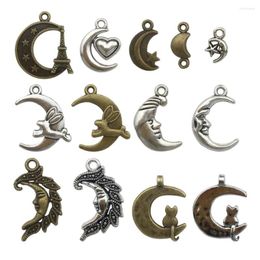 Charms 2023 High Quality About 78 Pcs Zinc Alloy Retro Style Moon Shape Charm Pendant Fitting For Diy Craft Handmade