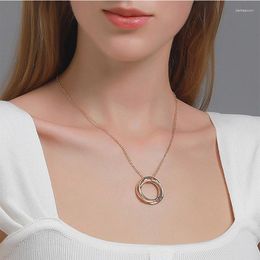 Chains Fashion Metal Circle Necklace Girl Power Collarbone Chain Pendant Jewellery Personalised Accessories Wholesale