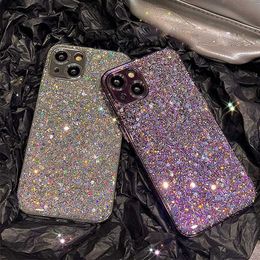 Cell Phone Cases Glitter Plating Phone Case for iPhone 14 13 12 11 Pro Max 14Pro 13pro Bling Shiny Epoxy Soft Shockproof Camera Protection Cover L230731