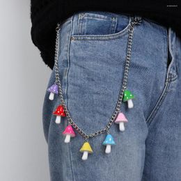 Keychains 1PC Cute Colourful Mushroom Pendant Keychain For Women Girl Vintage Harajuku Punk Cool Plant Waist Pants Key Chain Trendy Jewellery