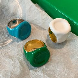 Wedding Rings Western Trend Famous Brand Green Blue White Paint Colourful Ring Designer High Quality Luxury Jewellery Women Runway Boho Goth 230802