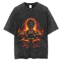 Men's T Shirts Men Loose Hip Hop Vintage T-Shirt Cotton Casual Washed Streetwear Black Harajuku Anime Graphic Oversized Tops Tees