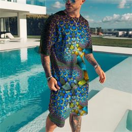 Men's Tracksuits Casual Summer Fashion Personality 3D Printed T-shirt Shorts Oversized Street Sports Two-piece Set