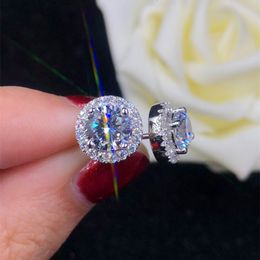 Stud 1 Carat Certified Earrings For Women Platinum Plating Sterling Silver Diamonds Ear Studs Wedding Fine Jewellery 230801