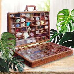 Storage Bottles Wood Crystal Display Case Durable Stone Organiser Practical Gems Box Collection Boxes Jewellery Accessories