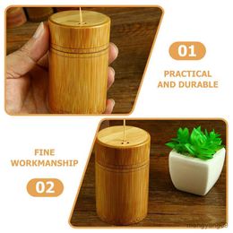 2pcs Toothpick Holders Containers Tooth Pick Holder Toothpick Jewellery Box Toothpicks Case Can Bamboo Travel Rustic R230802