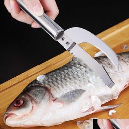 Kitchen Knives 2 In 1 Fish Scales Scra Seafood Cleaning Scraper Mti-Purpose Knife Accessories Gadgets Drop Delivery Home Garden Dinin Dh30K