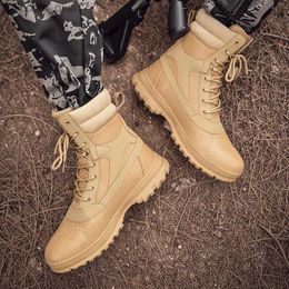 Dress Shoes Hiking shoes beige military tactical children's leather boots men's Shuzi leather sports shoes running tennis rubber soles Z230802