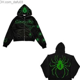 Men's Hoodies Sweatshirts Y2k Clothing Grunge Hoodie Full Zip Backpack Hip Hop Spider web Sports Coat Long Sleeve Super Large Harajuku Clothing Z230802