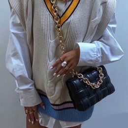 Hip Thick Chain Shoulder Bags Letter Women designer bags High Quality Handbag Woven Leather Designer Brand Crossbody Female Luxury Purses 230615