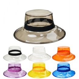 Wide Brim Hats Bucket Solid Leopard Transparent Womens Buckets Caps PVC Beach Sun Visor Waterproof Rain Hat Plastic Gorras 230801