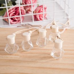 100PCS Diamond Glass Car Diffuser Bottles Wooden Cap Plastic Tip Perfume Fragrance Bottles 8ml Empty Car Diffuser Glass Container DHL LL