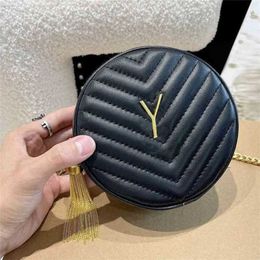 Lady Shoulder Bag Round Crossbody Bags Leather Handbag Women Tassels Designer Handbags Fashion Purses 0607