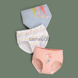 Panties 3Packs Girls' Triangle Cotton Panties Soft and Breathable Cute Cartoon Mermaid 38 Years Old Girls x0802