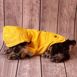 Dog Apparel Adorable Pet Rain Jacket Quick-drying Two-leg Yellow Warm Puppy Hooded Rainwear Windproof
