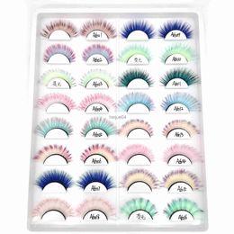 False Eyelashes New 5 pairs 3D Mink Eyelashes Colorful 100 Mink Lashes Gradient Pink Blue Red White False Eyelashes Fluffy Soft Cilias Vendor x0802