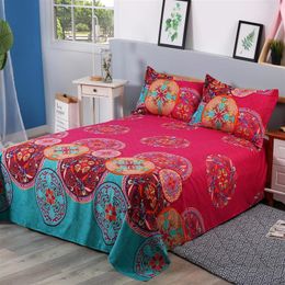 Bedding sets Bohemian Flat sheets Boho Flower Print Bedspreads Bed sheet and pillowcase Queen King bed cover 230801