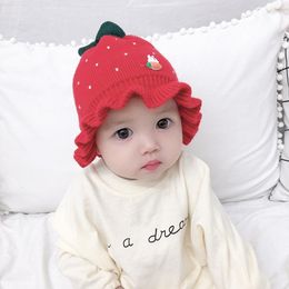 Hair Accessories 3 Colours Winter Cute Knitted Hats For Baby Girls Wool Beanie Hat With Dots Infant Outdoor Warm Caps Headwear 0-12M