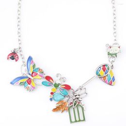 Choker Ei Statement Necklace ButterflyEnamel Alloy Long Chain Pendants 2023 Jewellery For Women Charm Collares Accessories