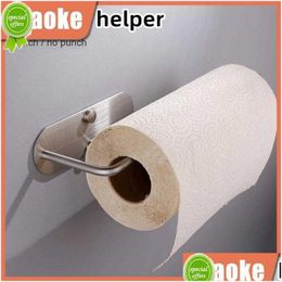 Paper Towel Holders Self Adhesive Kitchen Holder Stainless Steel Punch- Dispenser Rack Tissue Hanger Drop Delivery Home Garden House Dhdhy