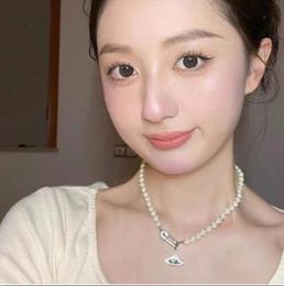 Necklace Pin Knotted Pearl Necklace Female European and American Choker All-Match Twin Clavicle Chain Fashion