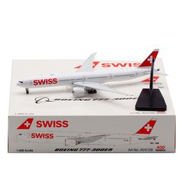 Diecast Model 1 400 Scale Swissair B777 300ER HB JNB Alloy Aircraft Collection Souvenir Ornaments Decoration Display Toys Gifts 230802