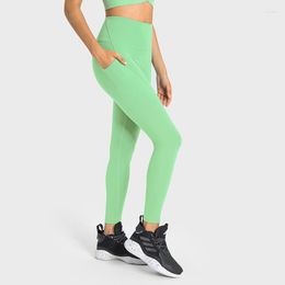 Active Pants High Waist Nylon 66 Yoga With Side Pocket Lycra Sport Legging Women Push Up BuGym Leggings Compression Training Tights