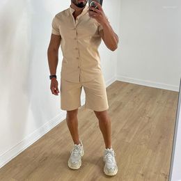 Men's Tracksuits Summer Suit Short Sleeve Shorts Japanese Charm Youth Solid Colour Fashion Casual Plus-size