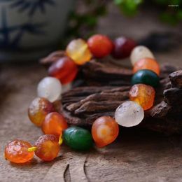 Strand Natural Colorful Bracelet Agate Fine Jewelry Bangle Men Women Gifts Colored Jades Stone Rough Beads Elastic