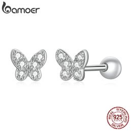 Stud 925 Sterling Silver Cute Butterfly Earrings Handmade 5mm Dainty CZ Platinum Plated Hypoallergenic SCE1116 230801