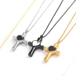 Pendant Necklaces Cremation Jewellery Cross Urn For Ashes Women Men Memorial Keepsake With Heart Shape