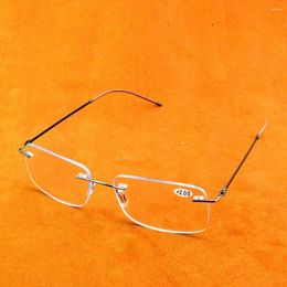 Sunglasses Rimless Titanium Alloy Spectacles 12-layer Coating Progressive Multifocal Lenses See Near N Far Reading Glasses 0.75 To 4