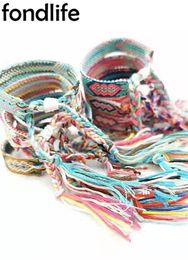 Charm Bracelets 12PCS Multicolor Embroidery Thread Handwoven Friendship Bracelet Women Men Fashion Bohemian Summer Beach Wholesale Jewellery Gift 230801