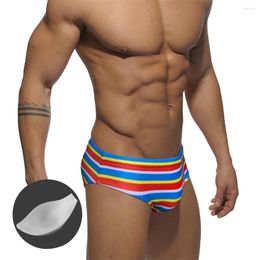 Men's Swimwear Striped Swim Trunks European American Fashion Sexy With Push Pads Summer Beach Surf Quick Dry Bikinis 2023