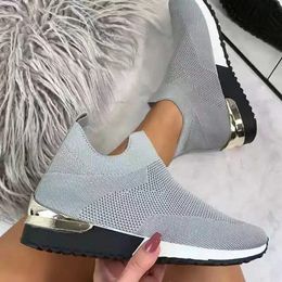 Dress Shoes Sock Mesh Breathable Platform Sneakers Fashion Slip on Flat Casual Ladies Vulcanised Zapatillas Mujer 230801