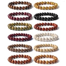 Strand 8mm Sandalwood Bead Bracelet With Elastic Band For Men And Women Fashionable Simple Gift Wholesale