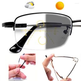 Sunglasses Flexible Pochromic Reading Glasses Progressive Anti-Blue Rays Multifocal UV Protection Unbreakable Tr90 Black