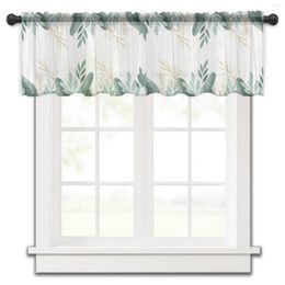 Curtain Green Tropical Plants Leaves Kitchen Small Window Tulle Sheer Short Bedroom Living Room Home Decor Voile Drapes