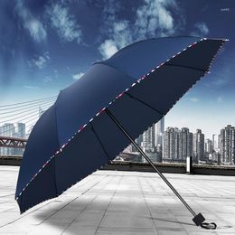 Umbrellas Style Large Umbrella Men And Women Three Double Rain Increased Reinforcement Thickened Sun