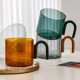 Mugs Nordic Ins Wind High Boron Silicon Heat-resistant Arch Handle Coloured Glass Cup Flower Tea Coffee