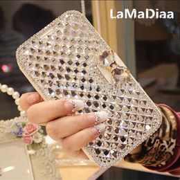 Cell Phone Cases LaMaDiaa Luxury Bling Rhinestone Diamond Phone Case for iPhone14 11 12 13 mini Pro Max XR X 6 7 8 plus Wallet Leather Flip Cover L230731