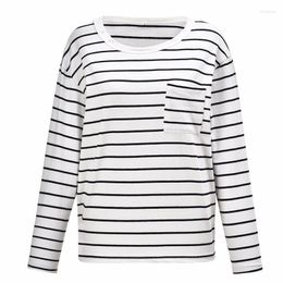 Women's T Shirts Shirt Women Vintage Stripe Tunic Tops Plus Loose Tees 2023 Autumn Long Sleeve Casual Camiseta Feminina