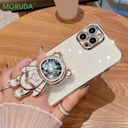 Cell Phone Cases Astronaut Quicksand Bear Fold Bracket Case for iPhone 14 Pro Max 13 12 11 Pro Max XR Xs Max 14Plus Christmas Silicone Soft Cover L230731