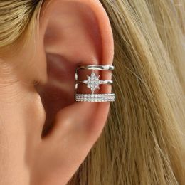 Backs Earrings JF 2023 Original Design Micro-inlaid Zircon Meteor Octagonal Without Earhole Ear Bone Clip Star Elements
