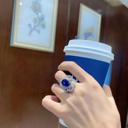 Jewelry Pouches Diamonds Colored Blue Gem Ring Female Opening Adjustable High-grade Gift Forefinger